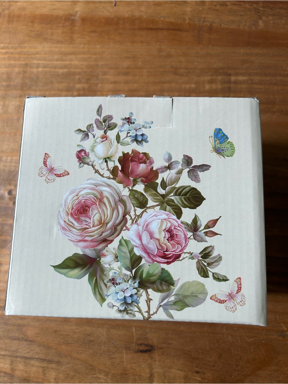 Porcelain Floral Coffee Mug Set - White with Pink Rose Motif - Picture 3 of 3